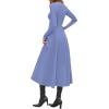 imagePRETTYGARDEN Cocktail Dresses for Women 2026 Elegant Classy Fall Long Sleeve Midi A Line Flowy Modest Winter Party DressBlue