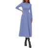imagePRETTYGARDEN Cocktail Dresses for Women 2026 Elegant Classy Fall Long Sleeve Midi A Line Flowy Modest Winter Party DressBlue