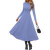 imagePRETTYGARDEN Cocktail Dresses for Women 2026 Elegant Classy Fall Long Sleeve Midi A Line Flowy Modest Winter Party DressBlue