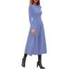 imagePRETTYGARDEN Cocktail Dresses for Women 2026 Elegant Classy Fall Long Sleeve Midi A Line Flowy Modest Winter Party DressBlue