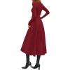 imagePRETTYGARDEN Cocktail Dresses for Women 2026 Elegant Classy Fall Long Sleeve Midi A Line Flowy Modest Winter Party DressBurgundy