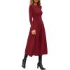 imagePRETTYGARDEN Cocktail Dresses for Women 2026 Elegant Classy Fall Long Sleeve Midi A Line Flowy Modest Winter Party DressBurgundy