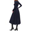 imagePRETTYGARDEN Cocktail Dresses for Women 2026 Elegant Classy Fall Long Sleeve Midi A Line Flowy Modest Winter Party DressDark Blue