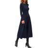 imagePRETTYGARDEN Cocktail Dresses for Women 2026 Elegant Classy Fall Long Sleeve Midi A Line Flowy Modest Winter Party DressDark Blue
