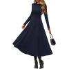 imagePRETTYGARDEN Cocktail Dresses for Women 2026 Elegant Classy Fall Long Sleeve Midi A Line Flowy Modest Winter Party DressDark Blue