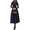imagePRETTYGARDEN Cocktail Dresses for Women 2026 Elegant Classy Fall Long Sleeve Midi A Line Flowy Modest Winter Party DressDark Blue