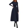 imagePRETTYGARDEN Cocktail Dresses for Women 2026 Elegant Classy Fall Long Sleeve Midi A Line Flowy Modest Winter Party DressDark Blue