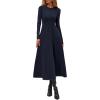 imagePRETTYGARDEN Cocktail Dresses for Women 2026 Elegant Classy Fall Long Sleeve Midi A Line Flowy Modest Winter Party DressDark Blue