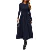 imagePRETTYGARDEN Cocktail Dresses for Women 2026 Elegant Classy Fall Long Sleeve Midi A Line Flowy Modest Winter Party DressDark Blue