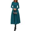imagePRETTYGARDEN Cocktail Dresses for Women 2026 Elegant Classy Fall Long Sleeve Midi A Line Flowy Modest Winter Party DressDark Cyan