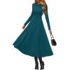 imagePRETTYGARDEN Cocktail Dresses for Women 2026 Elegant Classy Fall Long Sleeve Midi A Line Flowy Modest Winter Party DressDark Cyan
