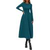 imagePRETTYGARDEN Cocktail Dresses for Women 2026 Elegant Classy Fall Long Sleeve Midi A Line Flowy Modest Winter Party DressDark Cyan
