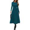 imagePRETTYGARDEN Cocktail Dresses for Women 2026 Elegant Classy Fall Long Sleeve Midi A Line Flowy Modest Winter Party DressDark Cyan