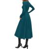 imagePRETTYGARDEN Cocktail Dresses for Women 2026 Elegant Classy Fall Long Sleeve Midi A Line Flowy Modest Winter Party DressDark Cyan