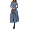 imagePRETTYGARDEN Cocktail Dresses for Women 2026 Elegant Classy Fall Long Sleeve Midi A Line Flowy Modest Winter Party DressDusty Blue