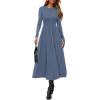 imagePRETTYGARDEN Cocktail Dresses for Women 2026 Elegant Classy Fall Long Sleeve Midi A Line Flowy Modest Winter Party DressDusty Blue