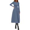 imagePRETTYGARDEN Cocktail Dresses for Women 2026 Elegant Classy Fall Long Sleeve Midi A Line Flowy Modest Winter Party DressDusty Blue