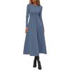 imagePRETTYGARDEN Cocktail Dresses for Women 2026 Elegant Classy Fall Long Sleeve Midi A Line Flowy Modest Winter Party DressDusty Blue