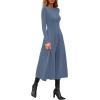 imagePRETTYGARDEN Cocktail Dresses for Women 2026 Elegant Classy Fall Long Sleeve Midi A Line Flowy Modest Winter Party DressDusty Blue
