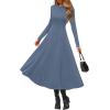 imagePRETTYGARDEN Cocktail Dresses for Women 2026 Elegant Classy Fall Long Sleeve Midi A Line Flowy Modest Winter Party DressDusty Blue