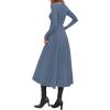 imagePRETTYGARDEN Cocktail Dresses for Women 2026 Elegant Classy Fall Long Sleeve Midi A Line Flowy Modest Winter Party DressDusty Blue