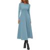 imagePRETTYGARDEN Cocktail Dresses for Women 2026 Elegant Classy Fall Long Sleeve Midi A Line Flowy Modest Winter Party DressGrey Green