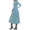 imagePRETTYGARDEN Cocktail Dresses for Women 2026 Elegant Classy Fall Long Sleeve Midi A Line Flowy Modest Winter Party DressGrey Green