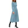 imagePRETTYGARDEN Cocktail Dresses for Women 2026 Elegant Classy Fall Long Sleeve Midi A Line Flowy Modest Winter Party DressGrey Green