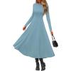 imagePRETTYGARDEN Cocktail Dresses for Women 2026 Elegant Classy Fall Long Sleeve Midi A Line Flowy Modest Winter Party DressGrey Green