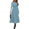 imagePRETTYGARDEN Cocktail Dresses for Women 2026 Elegant Classy Fall Long Sleeve Midi A Line Flowy Modest Winter Party DressGrey Green