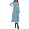imagePRETTYGARDEN Cocktail Dresses for Women 2026 Elegant Classy Fall Long Sleeve Midi A Line Flowy Modest Winter Party DressGrey Green