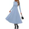 imagePRETTYGARDEN Cocktail Dresses for Women 2026 Elegant Classy Fall Long Sleeve Midi A Line Flowy Modest Winter Party DressLight Blue