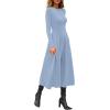 imagePRETTYGARDEN Cocktail Dresses for Women 2026 Elegant Classy Fall Long Sleeve Midi A Line Flowy Modest Winter Party DressLight Blue