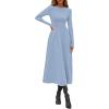 imagePRETTYGARDEN Cocktail Dresses for Women 2026 Elegant Classy Fall Long Sleeve Midi A Line Flowy Modest Winter Party DressLight Blue