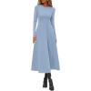 imagePRETTYGARDEN Cocktail Dresses for Women 2026 Elegant Classy Fall Long Sleeve Midi A Line Flowy Modest Winter Party DressLight Blue