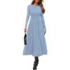 imagePRETTYGARDEN Cocktail Dresses for Women 2026 Elegant Classy Fall Long Sleeve Midi A Line Flowy Modest Winter Party DressLight Blue