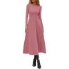 imagePRETTYGARDEN Cocktail Dresses for Women 2026 Elegant Classy Fall Long Sleeve Midi A Line Flowy Modest Winter Party DressPink