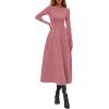 imagePRETTYGARDEN Cocktail Dresses for Women 2026 Elegant Classy Fall Long Sleeve Midi A Line Flowy Modest Winter Party DressPink