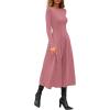 imagePRETTYGARDEN Cocktail Dresses for Women 2026 Elegant Classy Fall Long Sleeve Midi A Line Flowy Modest Winter Party DressPink