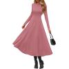 imagePRETTYGARDEN Cocktail Dresses for Women 2026 Elegant Classy Fall Long Sleeve Midi A Line Flowy Modest Winter Party DressPink