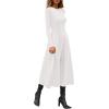 imagePRETTYGARDEN Cocktail Dresses for Women 2026 Elegant Classy Fall Long Sleeve Midi A Line Flowy Modest Winter Party DressWhite