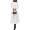 imagePRETTYGARDEN Cocktail Dresses for Women 2026 Elegant Classy Fall Long Sleeve Midi A Line Flowy Modest Winter Party DressWhite