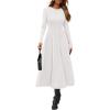 imagePRETTYGARDEN Cocktail Dresses for Women 2026 Elegant Classy Fall Long Sleeve Midi A Line Flowy Modest Winter Party DressWhite