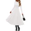 imagePRETTYGARDEN Cocktail Dresses for Women 2026 Elegant Classy Fall Long Sleeve Midi A Line Flowy Modest Winter Party DressWhite