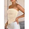 imagePRETTYGARDEN Going Out Tube Tops for Women Trendy Summer 2026 Asymmetrical Ruched Strapless Bandeau Shirts Spring ClothesBeige