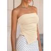 imagePRETTYGARDEN Going Out Tube Tops for Women Trendy Summer 2026 Asymmetrical Ruched Strapless Bandeau Shirts Spring ClothesBeige