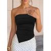 imagePRETTYGARDEN Going Out Tube Tops for Women Trendy Summer 2026 Asymmetrical Ruched Strapless Bandeau Shirts Spring ClothesBlack