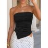 imagePRETTYGARDEN Going Out Tube Tops for Women Trendy Summer 2026 Asymmetrical Ruched Strapless Bandeau Shirts Spring ClothesBlack