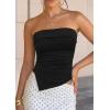 imagePRETTYGARDEN Going Out Tube Tops for Women Trendy Summer 2026 Asymmetrical Ruched Strapless Bandeau Shirts Spring ClothesBlack