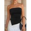 imagePRETTYGARDEN Going Out Tube Tops for Women Trendy Summer 2026 Asymmetrical Ruched Strapless Bandeau Shirts Spring ClothesBlack